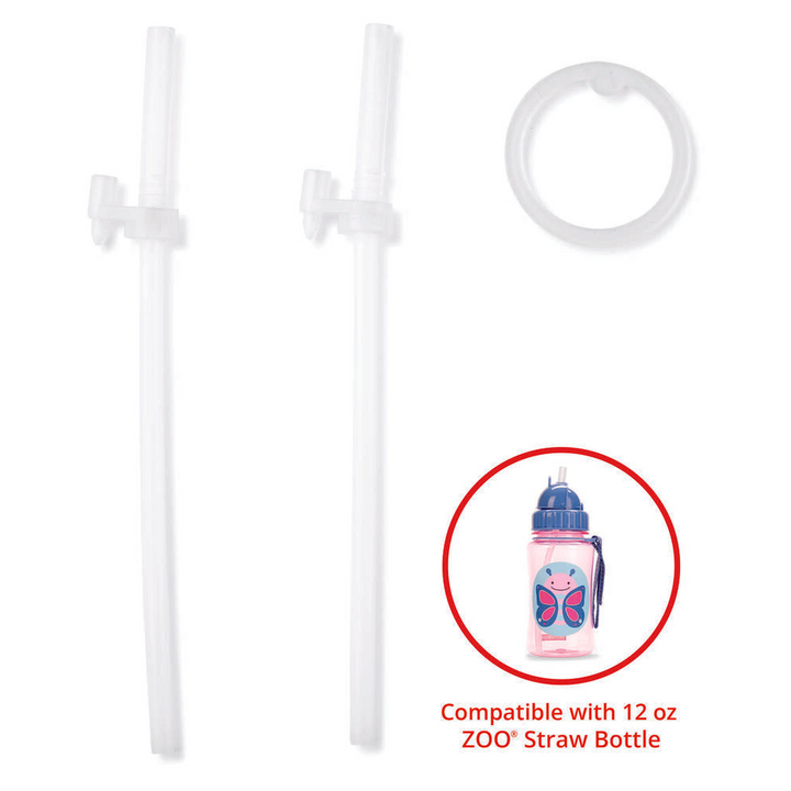 Skip Hop Zoo Straw Bottle (12 Oz) Extra Straws - 2-Pack