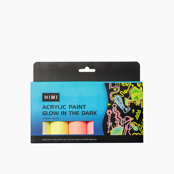 Himi Acrylic Paint Glow In The Dark Bottle Set 6 Colors 60 mL Black
