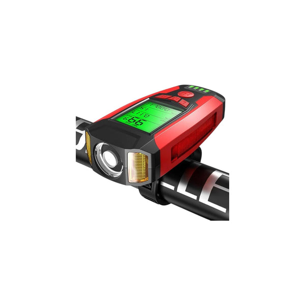 3-in-1 Waterproof Bike Light with Speedometer And Bell
