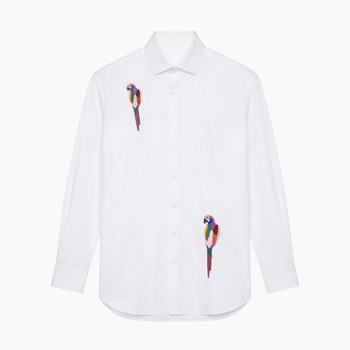 StitcheZ Birds of Paradise White Shirt