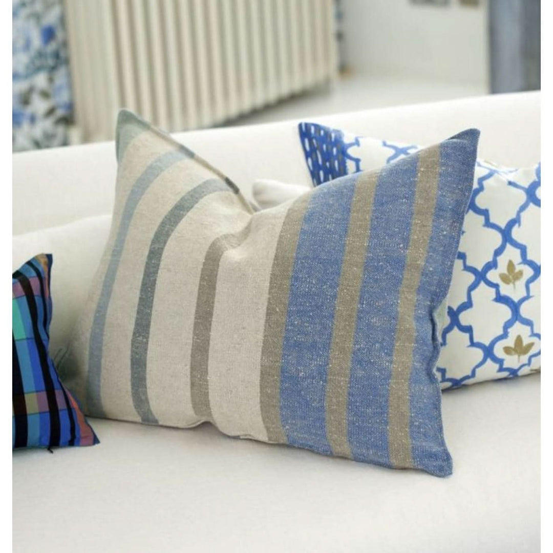 Designers Guild Brera Corso Aqua Linen Cushion - HUNA