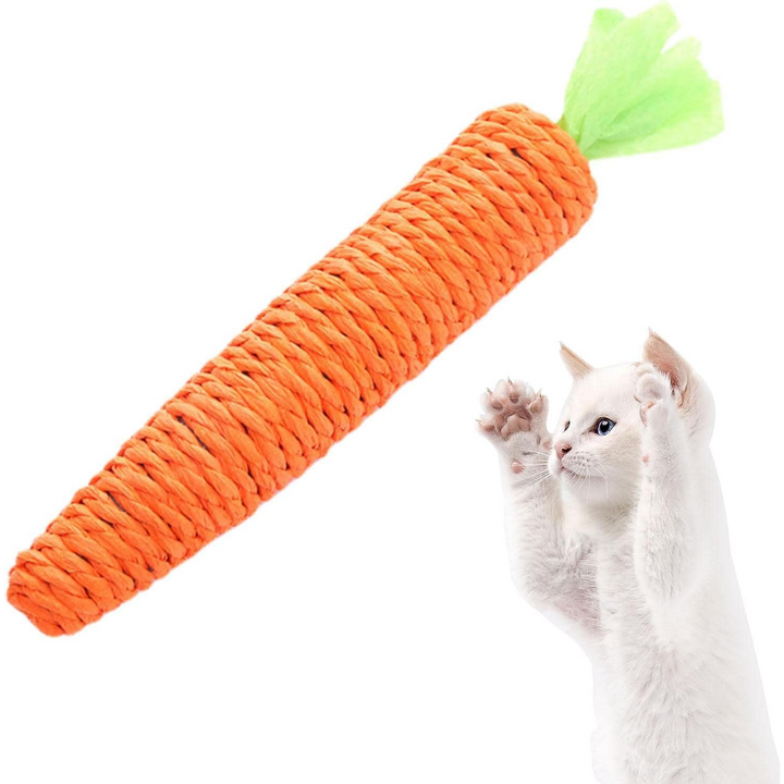 Village Care paper rope carrot cat toy with bell
