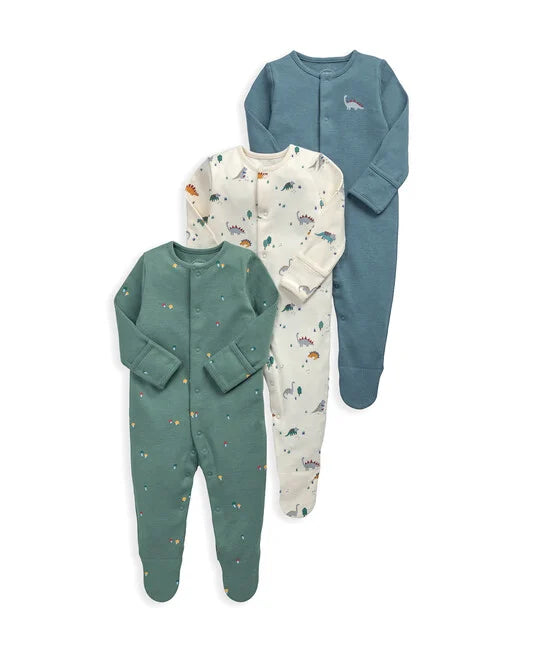 Mamas &amp; Papas Dinosaurs Sleepsuits (Pack of 3)