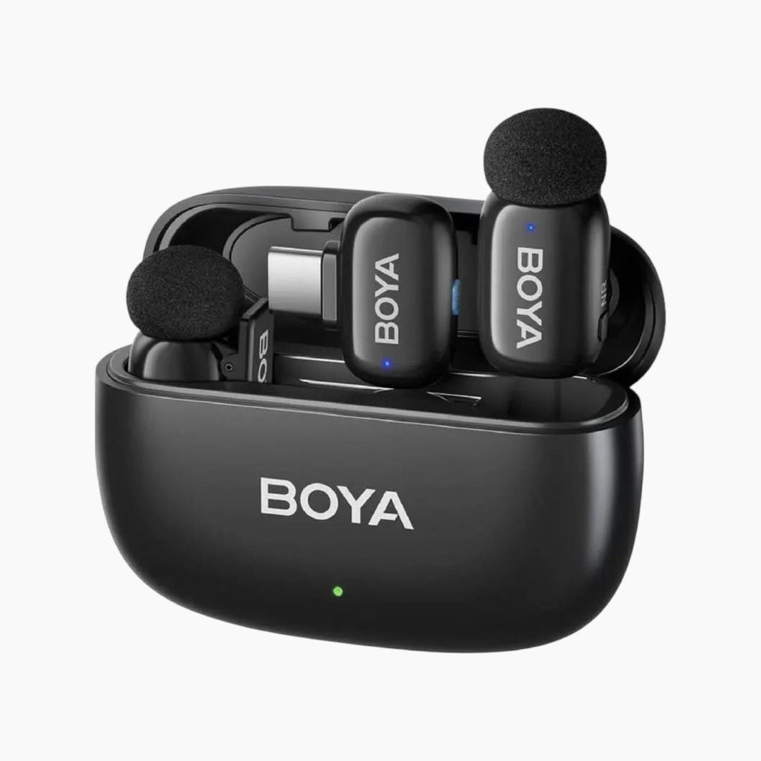 Boya Mini 14 wireless microphone with charging case