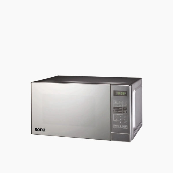 ميكروويف فضي مع زجاج مرآة سعة 22 لترًا، 700 واط