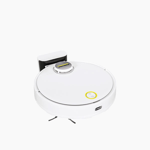 مكنسة كهربائية روبوتية ذكية باللون الأبيض