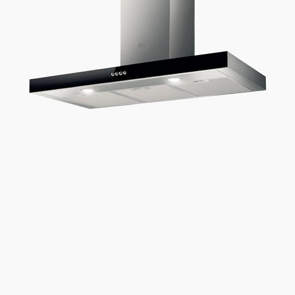 شفاط مطبخ حائطي أسود زجاجي مع تدفق هواء 90 سم