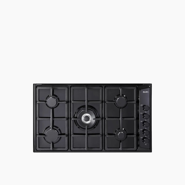 موقد غاز أسود مدمج 5 شعلات مع شبكة من الحديد الزهر 90 سم