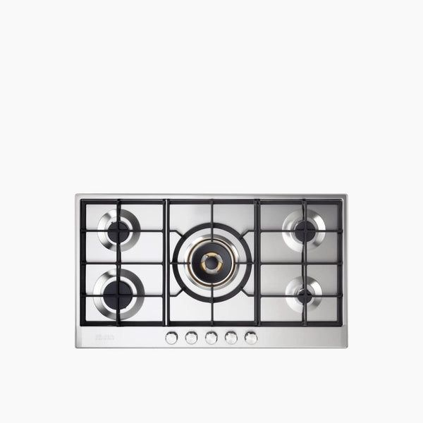 موقد غاز مدمج من الفولاذ المقاوم للصدأ مع مقلاة من الحديد الزهر الصلب وشعلة مركزية من النحاس 90 سم