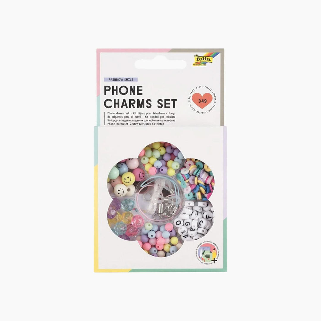 Folia Phone Charms Set with rainbow smile beads