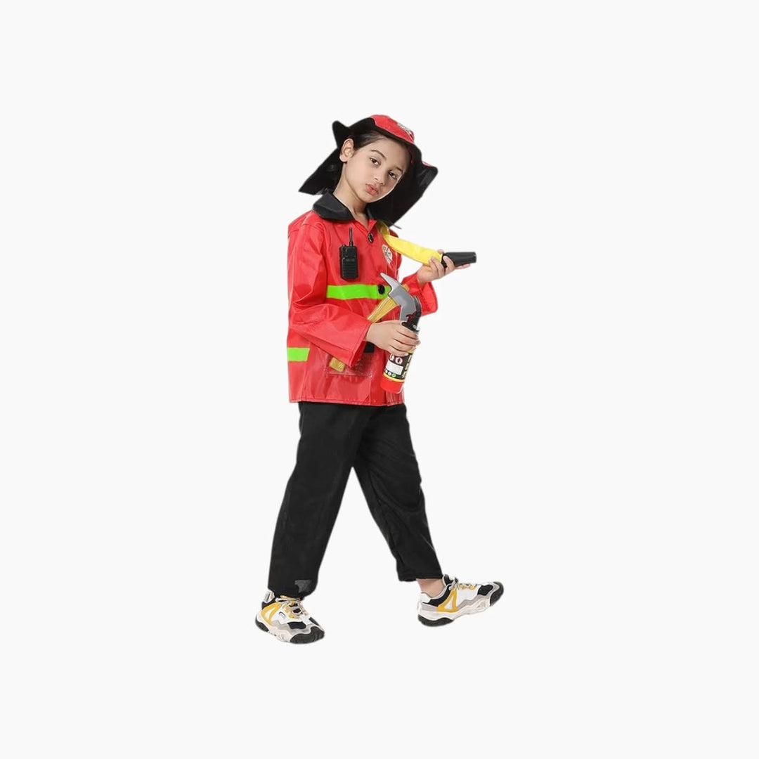 The Source Firefighter Costume Set with helmet, utility belt, and toy radio