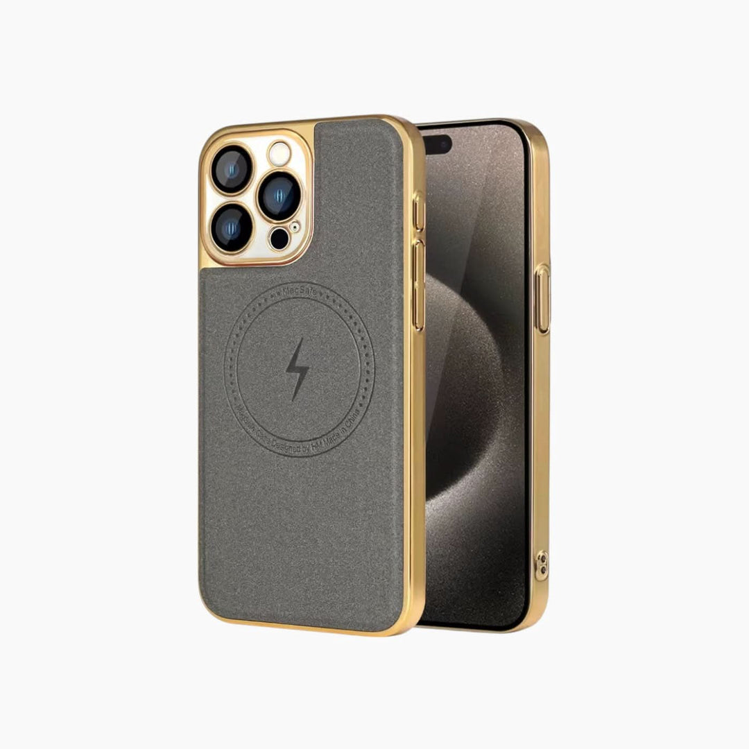 Catchy Jo iPhone Plated Adhesive Magnetic Leather Case