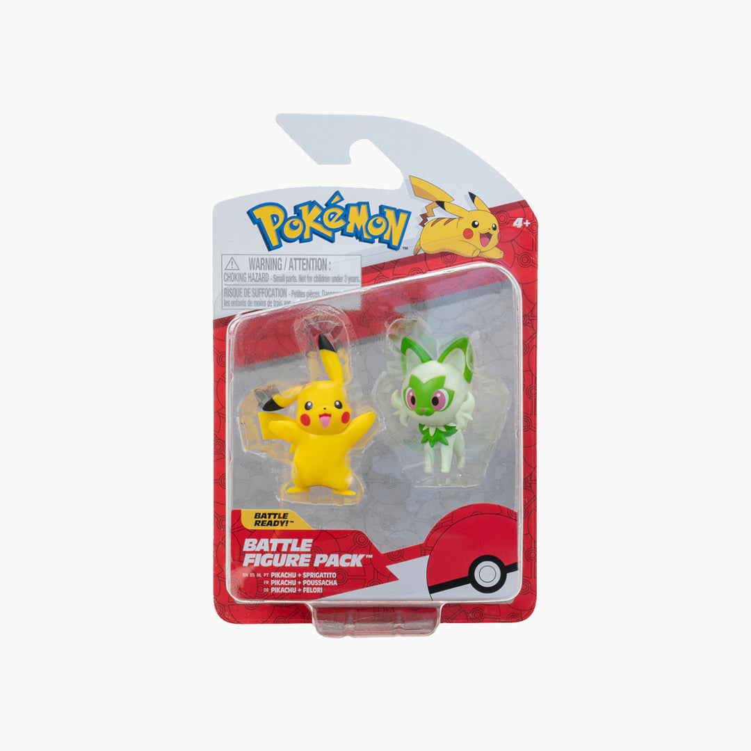 Jazwares Pokemon Battle Figures Generation Ix 2 Pack- Sprigatito &amp; Pikachu - 11,43 X 6,35 X 17,78 Cm