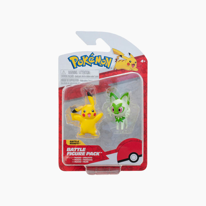 Jazwares Pokemon Battle Figures Generation Ix 2 Pack- Sprigatito &amp; Pikachu - 11,43 X 6,35 X 17,78 Cm