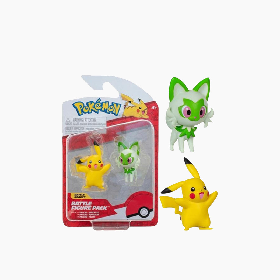 Jazwares Pokemon Battle Figures Generation Ix 2 Pack- Sprigatito &amp; Pikachu - 11,43 X 6,35 X 17,78 Cm