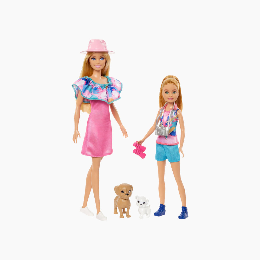 Mattel Barbie &amp; Stacie Doll Set With 2 Pet Dogs &amp; Accessories Dolls With Blonde Hair &amp; Blue Eyes Summer Clothes