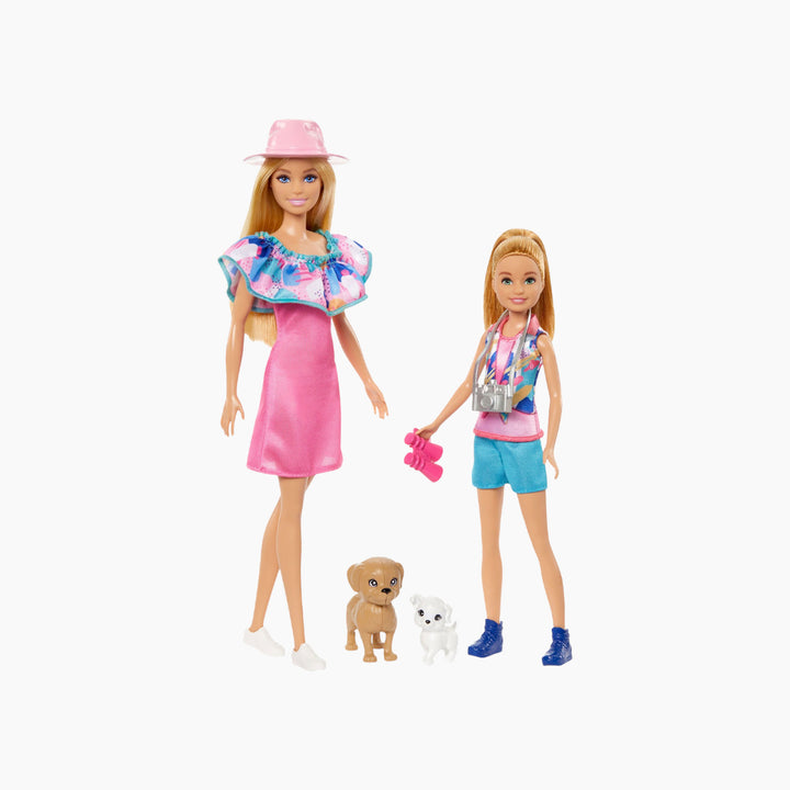 Mattel Barbie &amp; Stacie Doll Set With 2 Pet Dogs &amp; Accessories Dolls With Blonde Hair &amp; Blue Eyes Summer Clothes