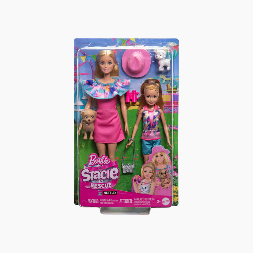 Mattel Barbie &amp; Stacie Doll Set With 2 Pet Dogs &amp; Accessories Dolls With Blonde Hair &amp; Blue Eyes Summer Clothes