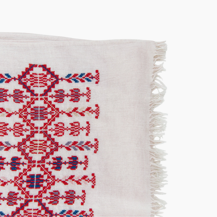 Ramz Embroidery Mediterranean Cotton Scarf - Pink