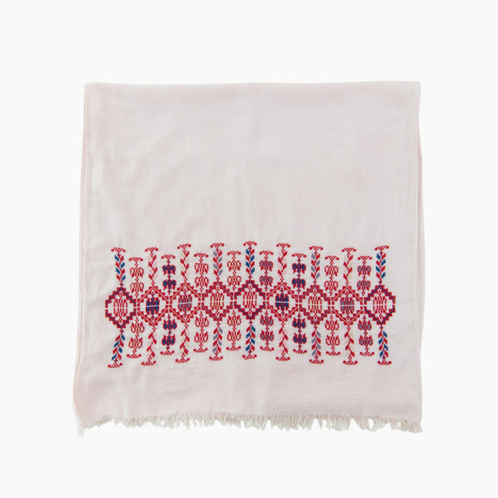 Ramz Embroidery Mediterranean Cotton Scarf - Pink