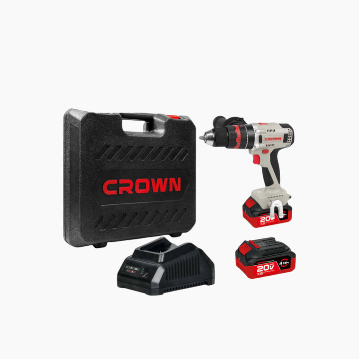 Crown Cordless Hammer Drill 20V 13mm with Metal Chuck