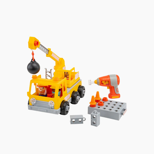 The Learning Resources Educational Insights Design & Drill Bolt Buddies Crane Take Apart Toy With Electric Toy Drill