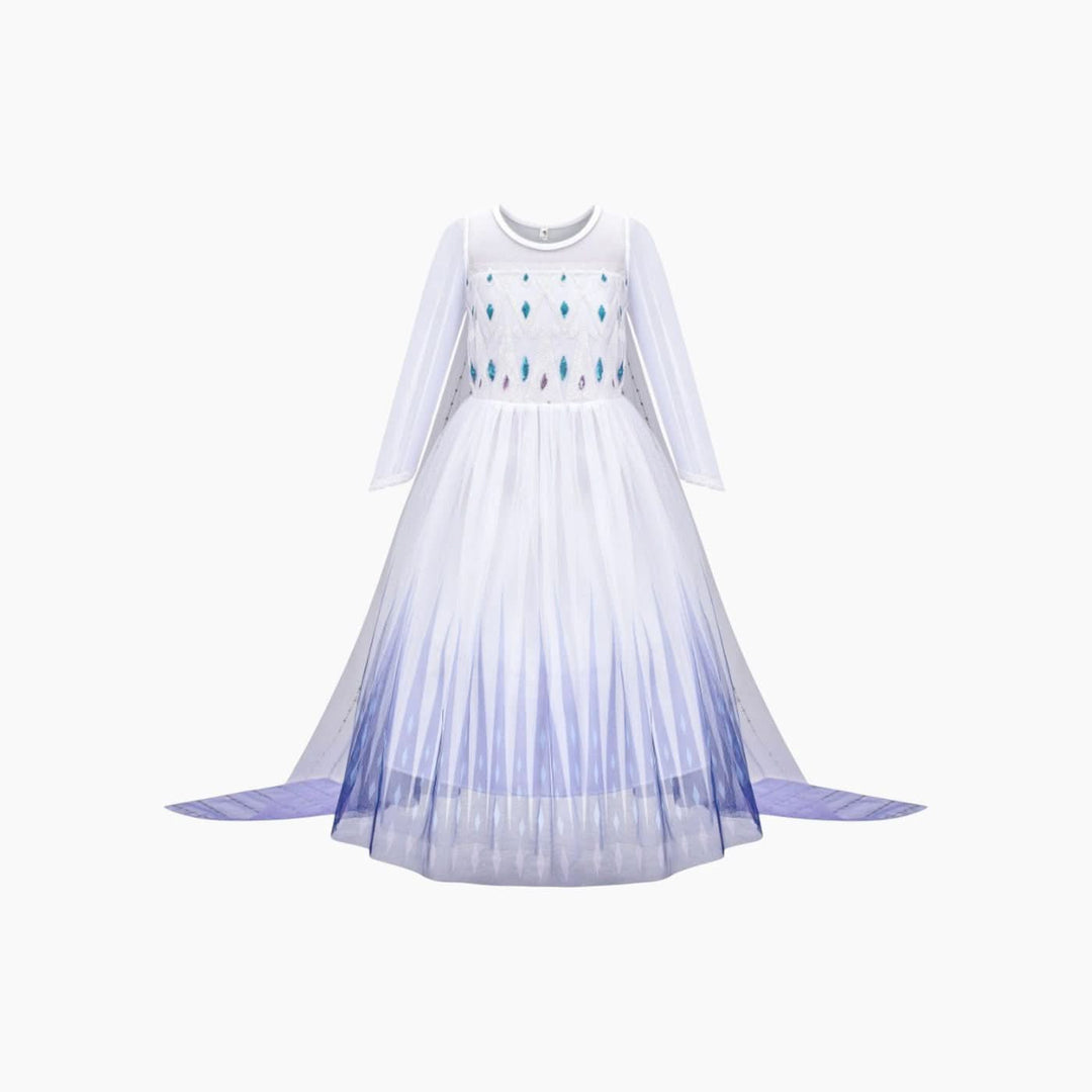 The Source Frozen Snow Queen Costume Dress, shimmering fabric, intricate patterns