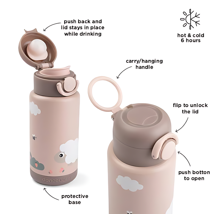 Done By Deer Insulated Bottle - Tiny farm - Powder - 340 ml