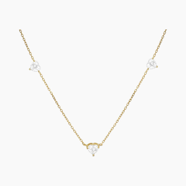 Triple Heart Stones Necklace