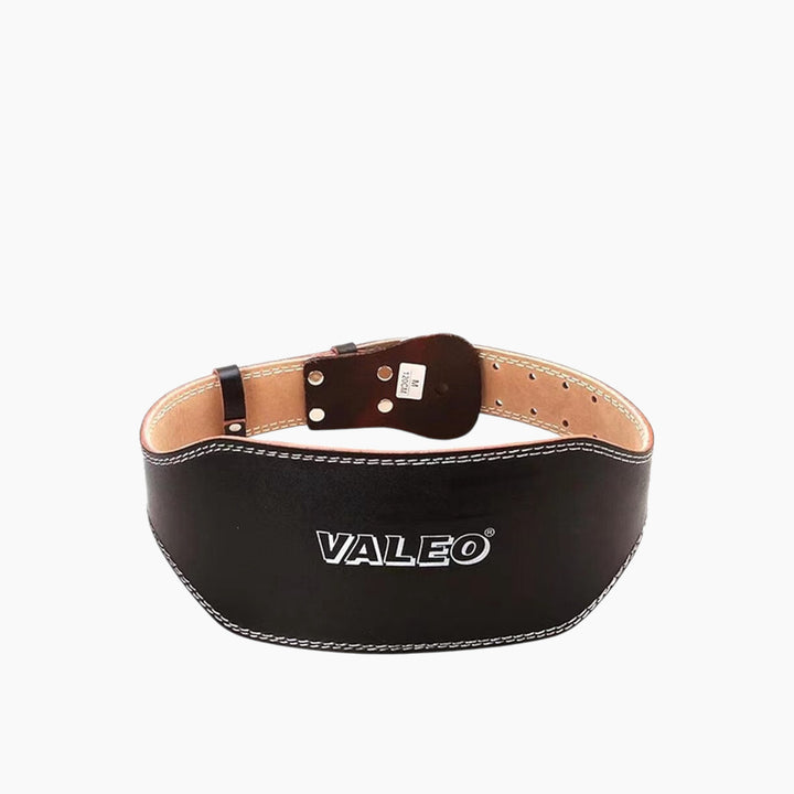 Leather lifting belt with double-prong roller buckle