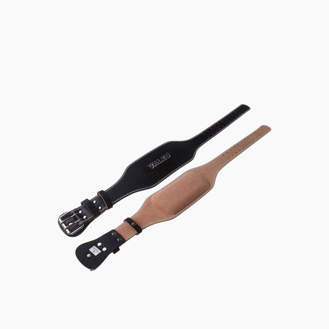 Leather lifting belt with double-prong roller buckle