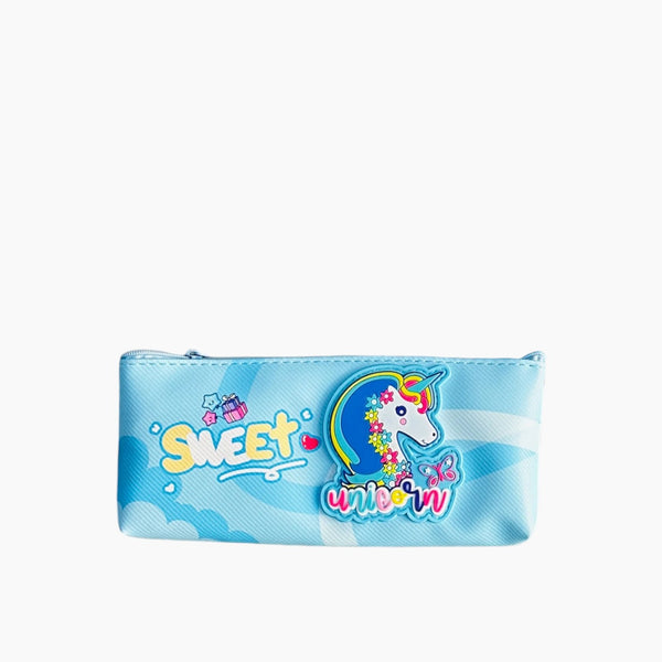 Leather Pencil Case Sweet Unicorn Blue