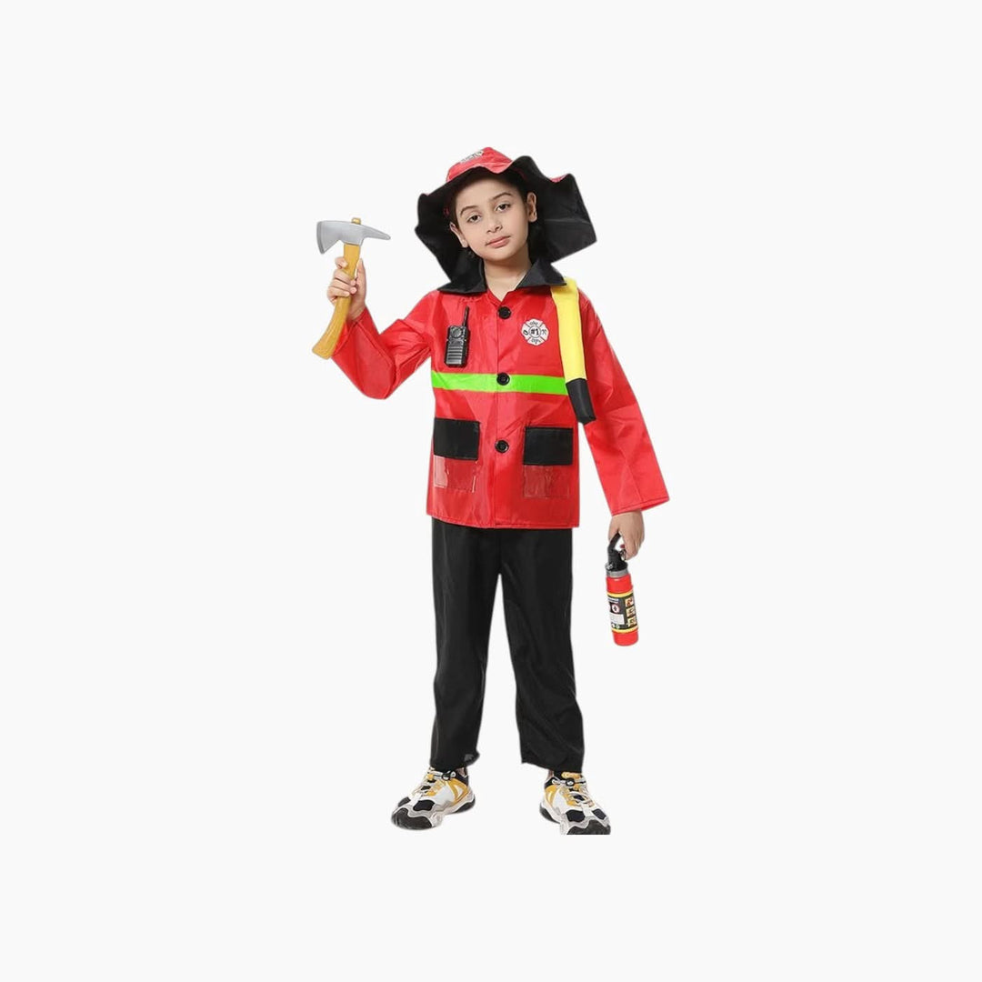 The Source Firefighter Costume Set with helmet, utility belt, and toy radio