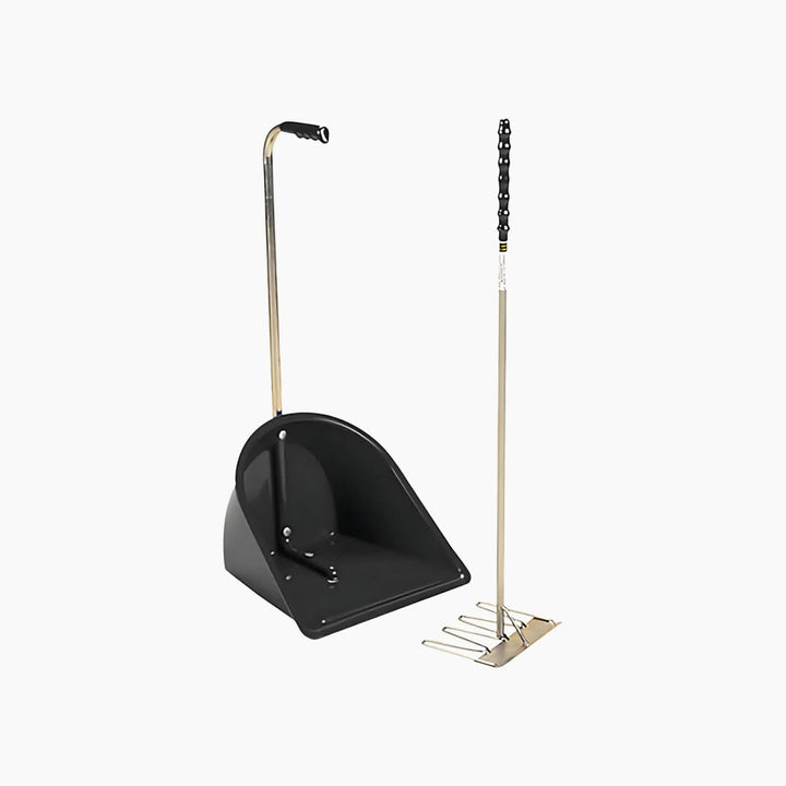 Manure scoop and rake set in blue