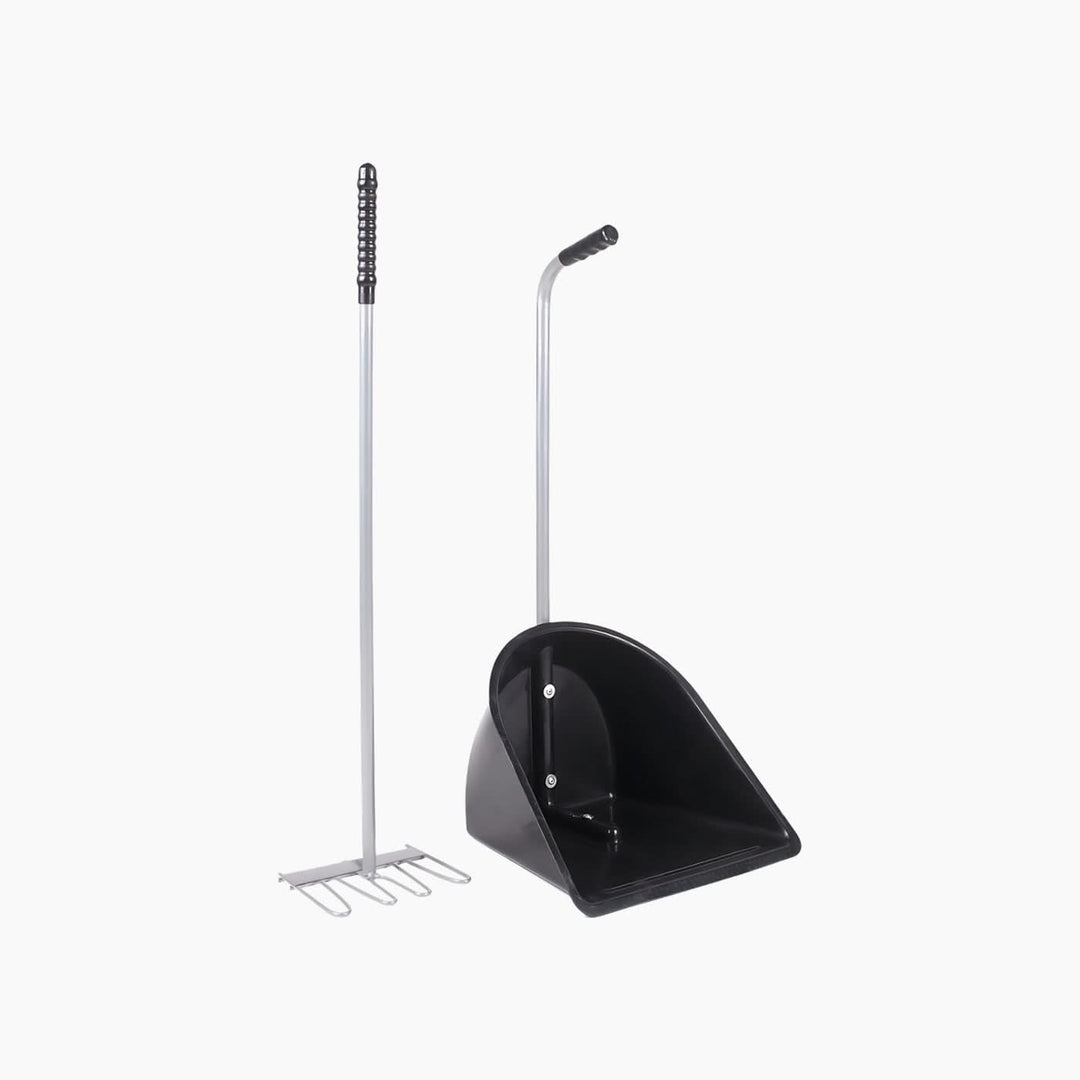 Manure scoop and rake set in blue