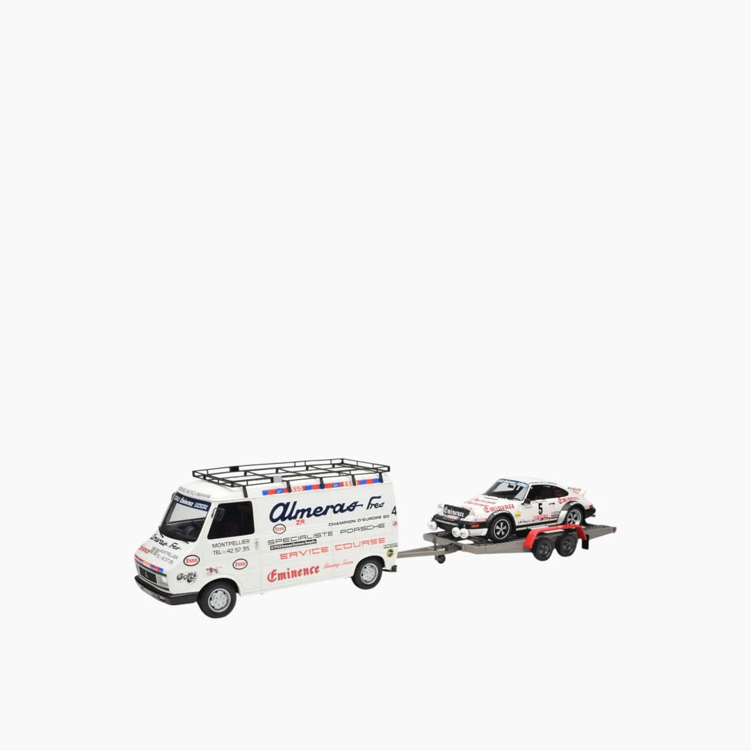 OttoMobile 3-Car Set Rallye Porsche 911 &amp; Citroën C35 with Trailer Model Car Set