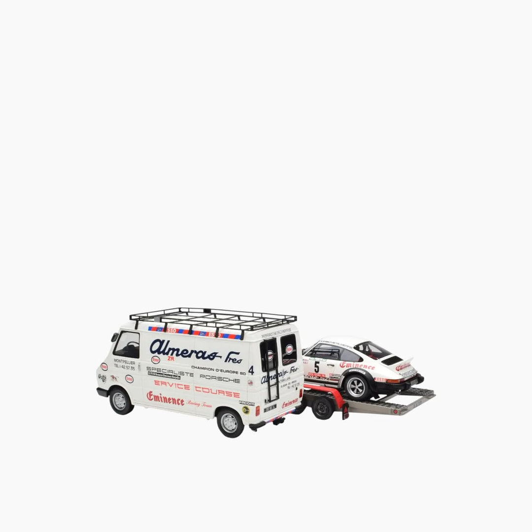 OttoMobile 3-Car Set Rallye Porsche 911 &amp; Citroën C35 with Trailer Model Car Set