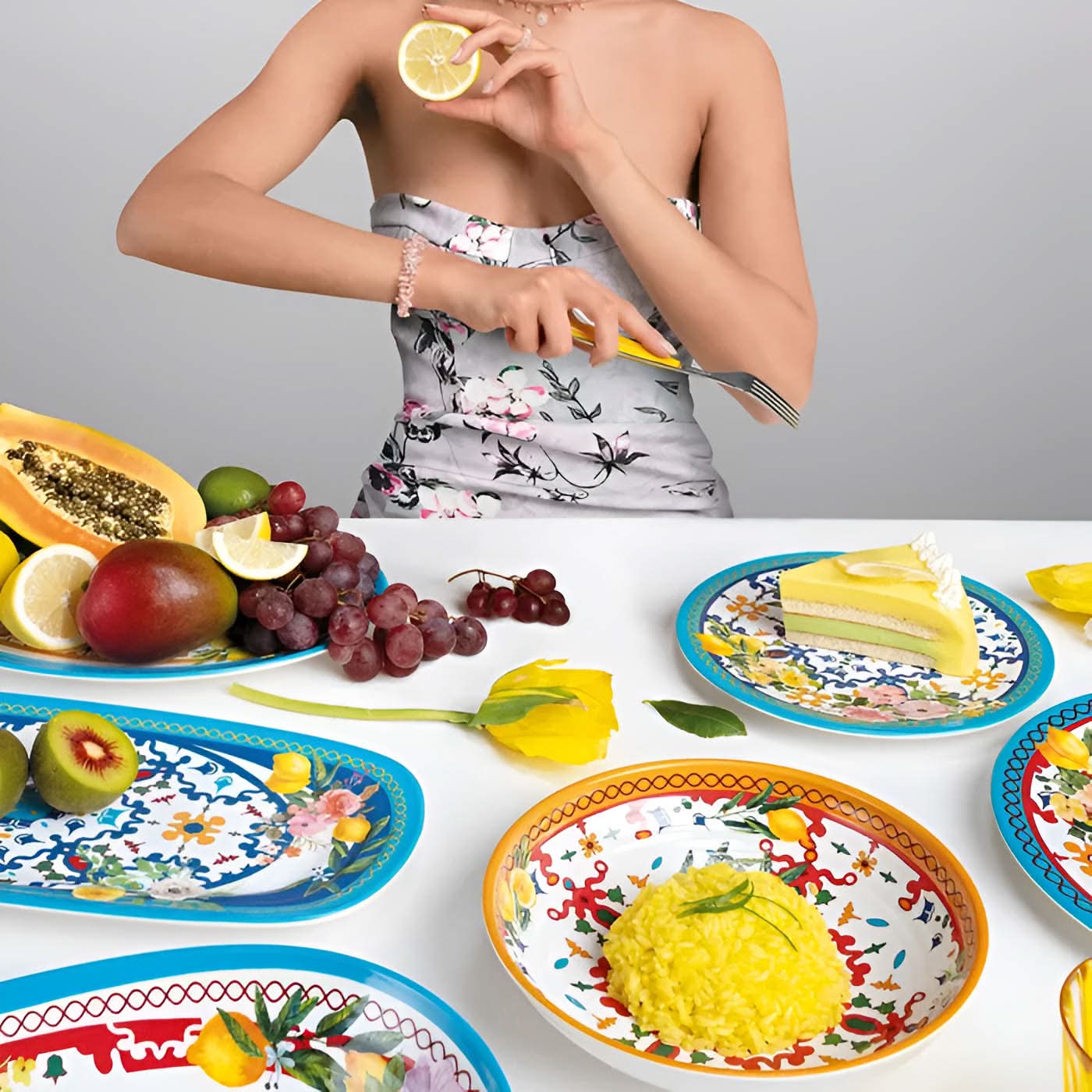 Guzzini Flower & Lemon Dinner Plate Guzzini Flower & Lemon Dinner Plate