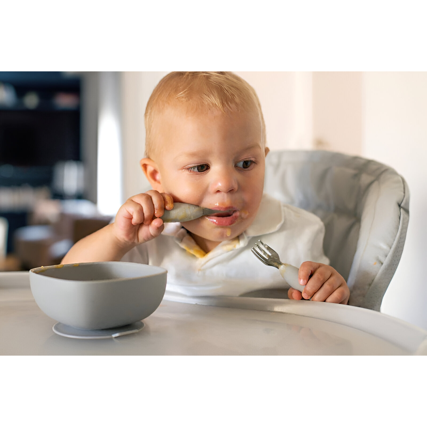 بيابا طقم أدوات مائدة أولية من الفولاذ المقاوم للصدأ رمادي بيابا طقم أدوات مائدة أولية من الفولاذ المقاوم للصدأ رمادي