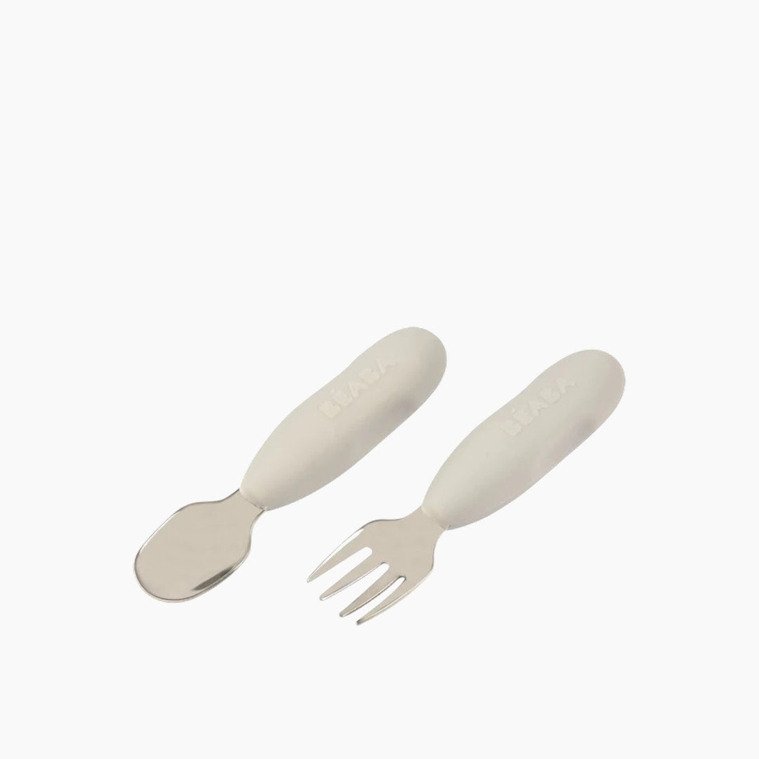 Beaba Stainless Steel Pre-cutlery Set Grey