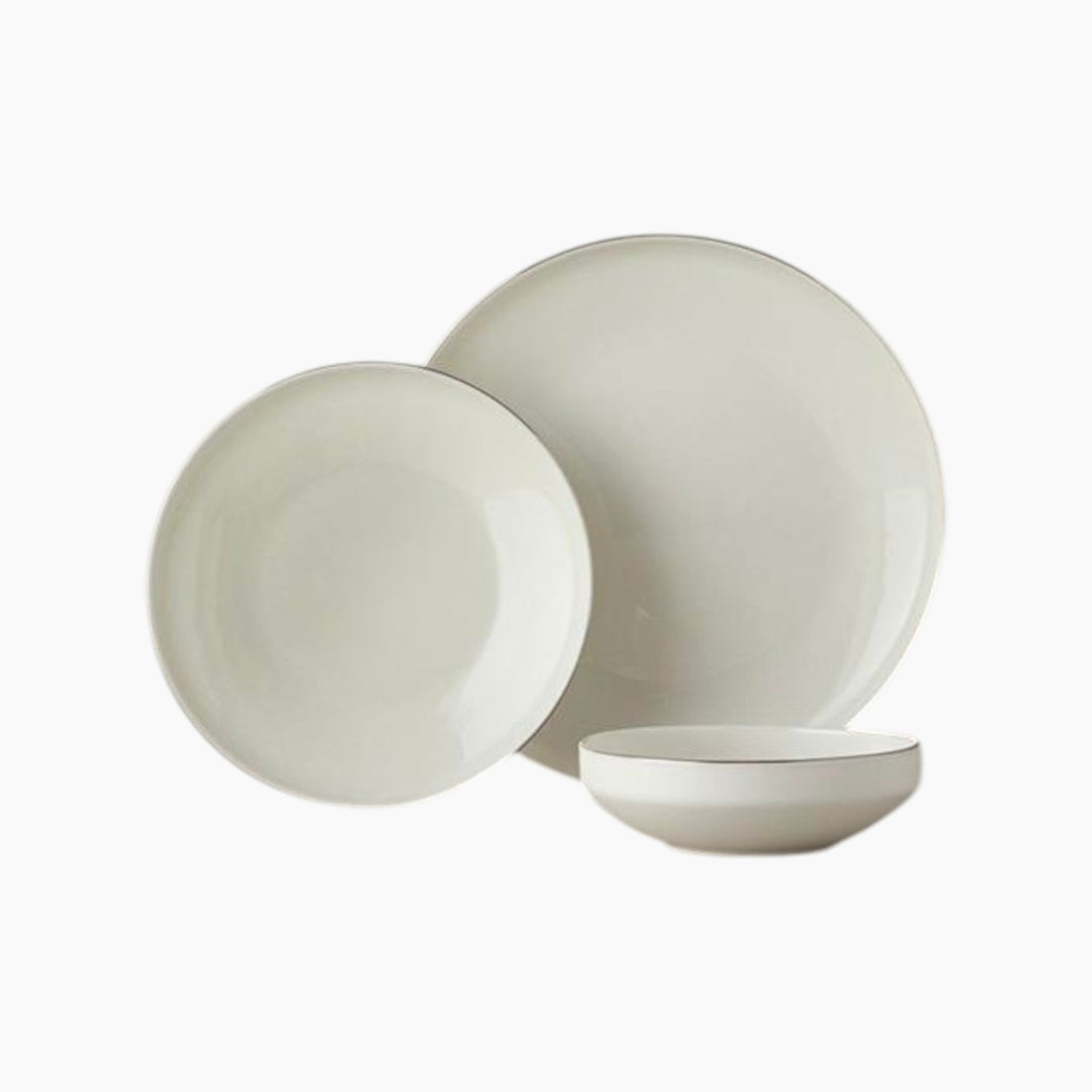 EH Living Torino Porcelain Table Set 54 Pieces, 12 Servings Silver