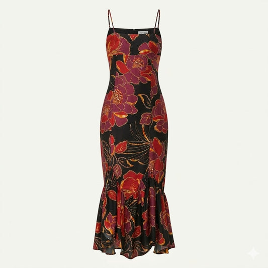 Farm Rio Black Shiny Chita Lenzing™ Ecovero™ Maxi Dress