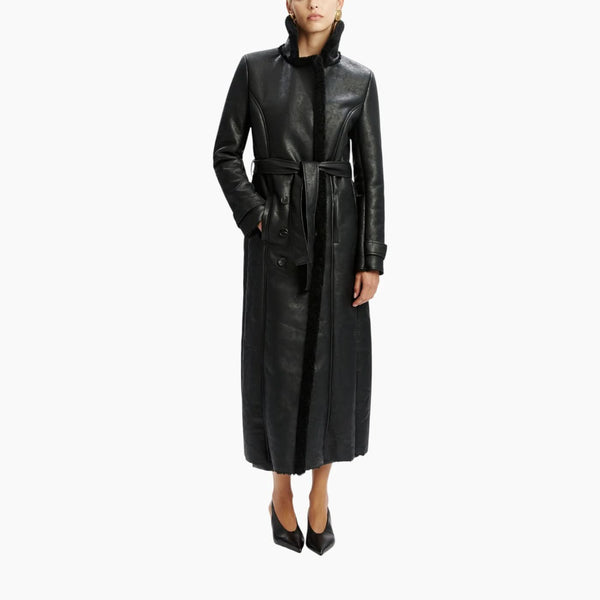 Bardot Vegan Leather Shearling Coat