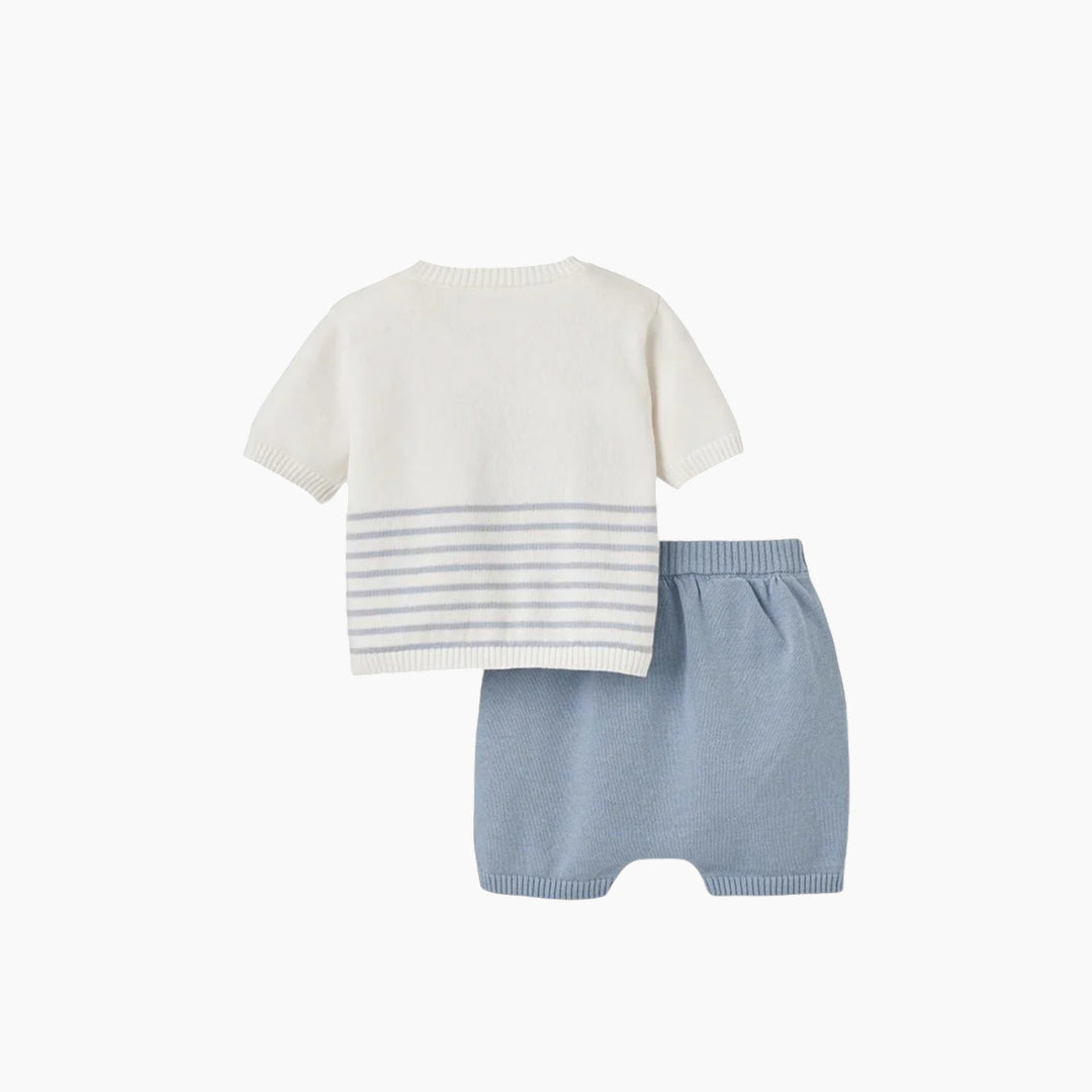 Elegant Baby Whale Striped Knit Short Set