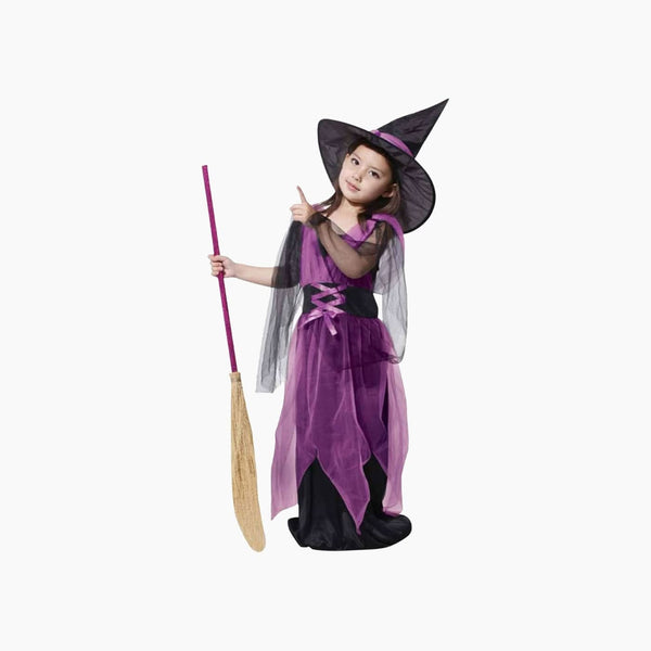 Evelin LEE Baby Girls 2pcs Outfits Halloween Costume Party Dress and Witch Hat Costume Set
